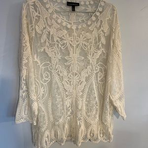 Lane Bryant lace sheer long sleeve pullover blouse size 14/16